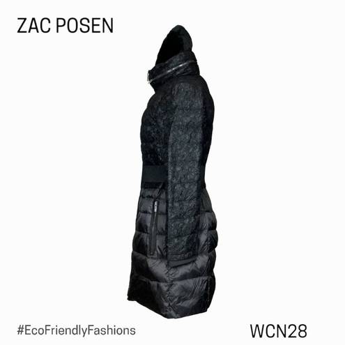 Zac Posen  Juniper Lace Women's Black Long Sleeve Full Zip Puffer Coat Medium