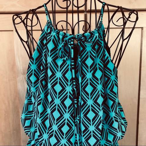 Sweet Storm green and blue sleeveless summer Dress size Medium