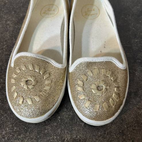 Jack Rogers  Mila Womens Gold Embroidered Boho Slip On Shoes Size 6 Sneakers