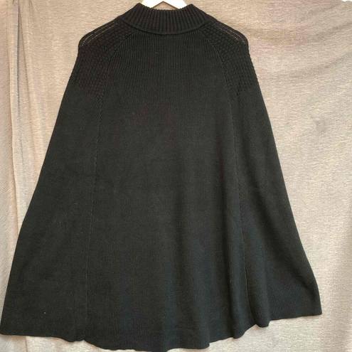 NWOT GILI Black Sweater Poncho Cape Womens Mock Neck Button Detail Size 2X