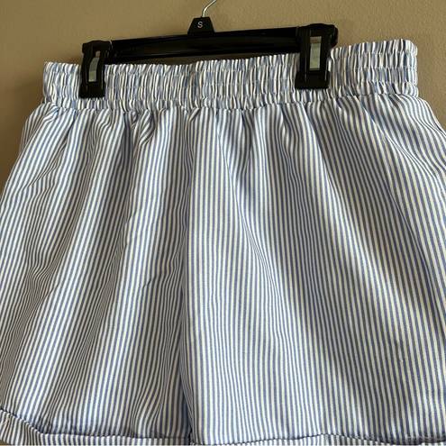 Umgee  Women’s Blue White Striped Boxer Shorts Large