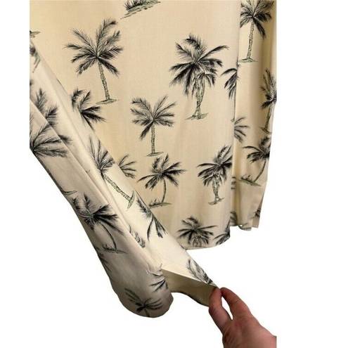 The Moon Vintage Pineapple Dress Palm Trees Cream Black Silk  Size Large EUC