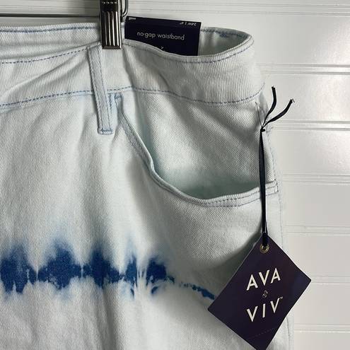 Ava & Viv  denim jean shorts tie dye no gap waistband white blue bottom Sz 24W