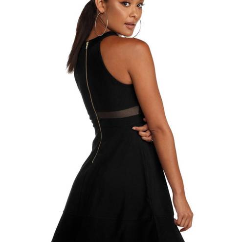 Emerald Sundae  | Black Illusion Sleeveless Halter Neck Prom Dress Size Medium