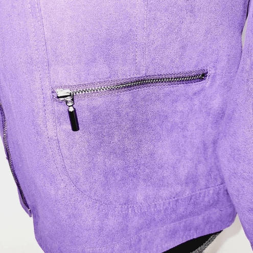 Studio Works  Womens Size 4P Petite Purple Suede Jacket Shacket Full Zip Pockets