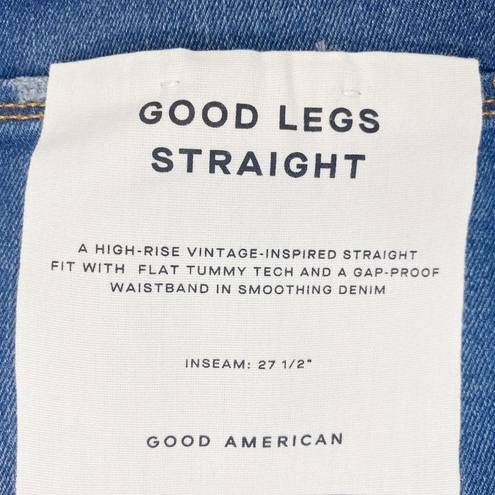 Good American  Good Legs Straight Raw Hem Jeans GSTL67TNA Indigo288 Size 10/30