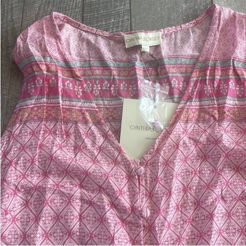 Cynthia Rowley Size Medium Pink Tie-Front Tank Top New With Tags