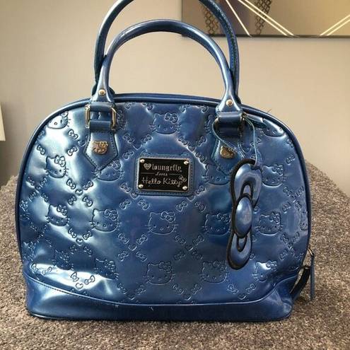 Lounge Fly  Hello Kitty Sanrio Blue Patent Embossed Dome Tote Satchel Handbag