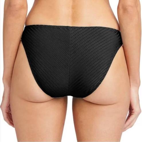 Robin Piccone  Yasmine Ribbed Bikini Bottoms in Black Size Medium NWT