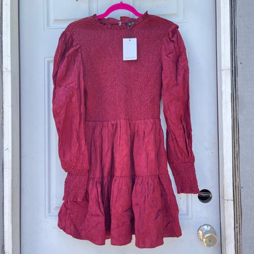 Sugar Lips BNWT  Elizabeth High Neck Smocked maroon mini dress ❤️