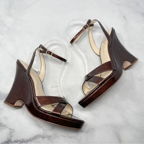 Jessica Simpson NEW  Jilly Bronze Metallic Platform Wedge Sandal Heels Brown 9.5