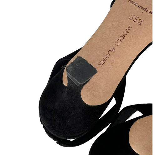 Manolo Blahnik  Maysli 70 Buckled Suede Slingback Pumps in Black