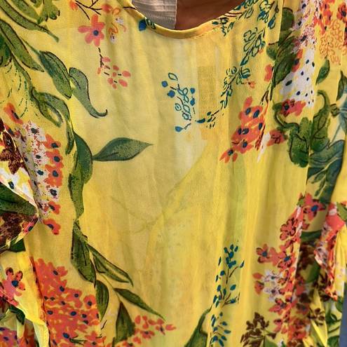 Tracy Reese  Plenty Anthropologie silk flowy dress xl extra large floral sheer