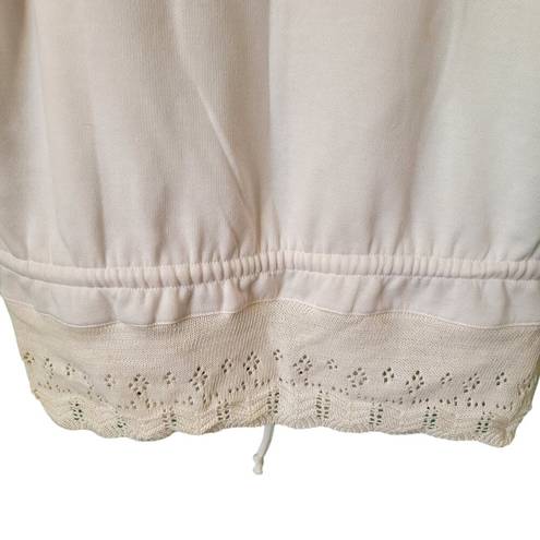 Energie Vintage  by Currants White Crewneck Lace Hem Women's Sweater Size Large