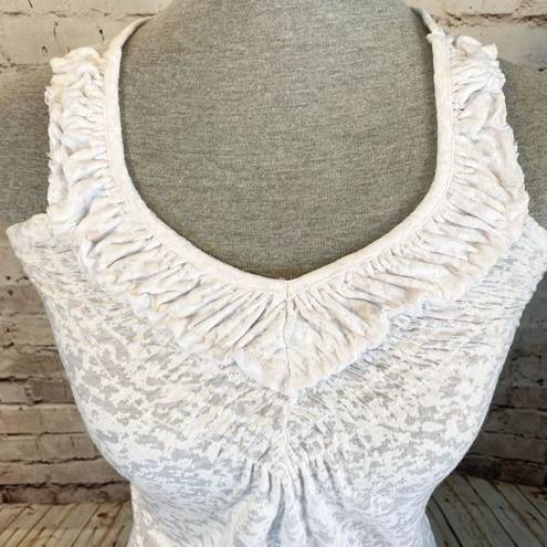 O'Neill O’Neill White Burnout Ruched V-Neck Tank Top Sleeveless Womens Medium