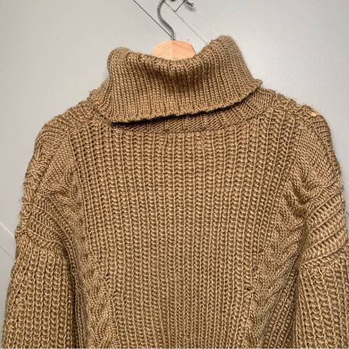 FOR THE REPUBLIC  Brown Chunky Cable Knit Turtleneck Sweater Size Large