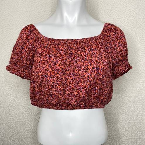 Sky And Sparrow  Coral Floral Crop Top Size Medium NWT