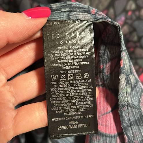 Ted Baker NWT  Heiydii High Neck Satin Butterfly Print Blouse