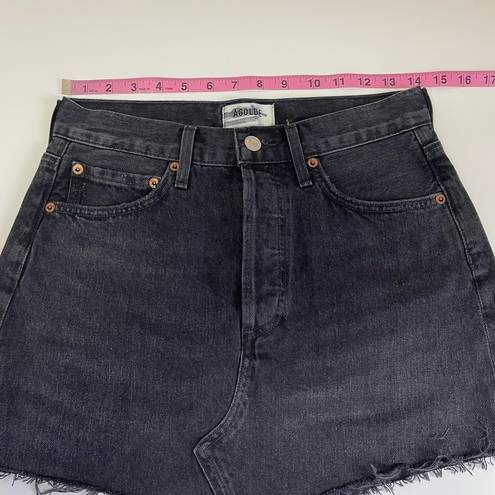 AGOLDE NEW  Parker Angled Denim Jean Skirt Womens 24 Black Distressed Frayed Edge