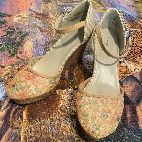 Apt. 9  Lace & Linen Wedges w Ankle Strap-9