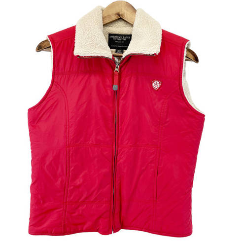 American Eagle  Womens M Shelter Series Vest Sherpa Lined Red Outdoor