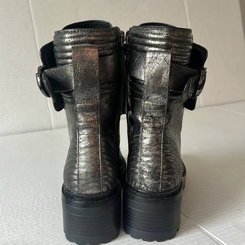 DKNY  Women’s Basia Combat Boot Silver Black Grunge Boots Size 5M