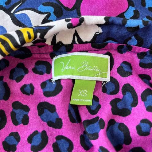 Vera Bradley  African Violet Womens Shirt Size XS Sleep Button Front Blue