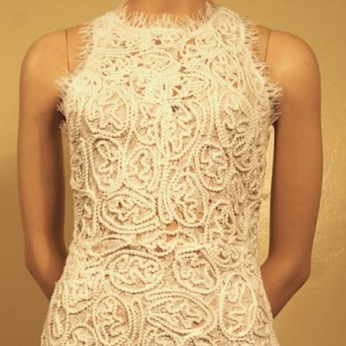 Sans Souci  crochet lace short bridal dress White Size Large