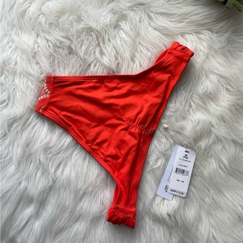 PilyQ  Lace Teeny Bikini Bottoms Red Tomato NWT