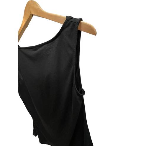 Natori  Black Matte Jersey Tank, Sleeveless Drape Neck, Lightweight Stretchy Top