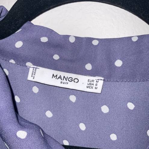 Mango - purple polka dot blouse with neck tie- Size 6