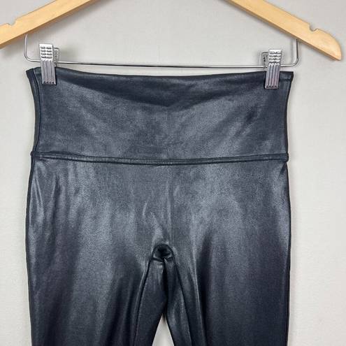 Spanx  Faux Leather Leggings Medium Black Cropped Capri Pull On Skinny Wide Waist