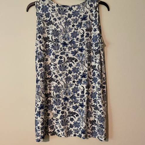 J.Jill  wearever easy a line tank blue white floral size small long tunic