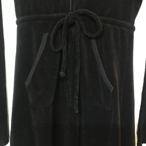 Juicy Couture Y2K  tie waist hooded L/S terry dress BLK