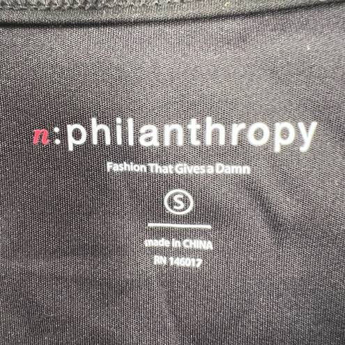 n:philanthropy  Black Roxbury Cropped Long Sleeve Slash Top Size Small New