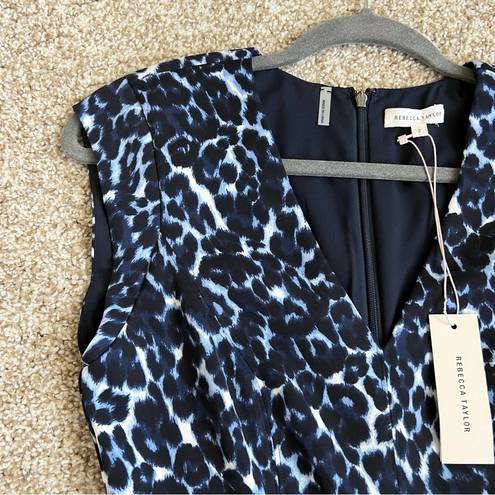 Rebecca Taylor NWT  Lynx Print V-Neck Fit and Flare Sleeveless Dress