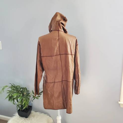 Vera Pelle Vintage  Sasha Reversible Lightweight Soft Leather Hooded Jacket S