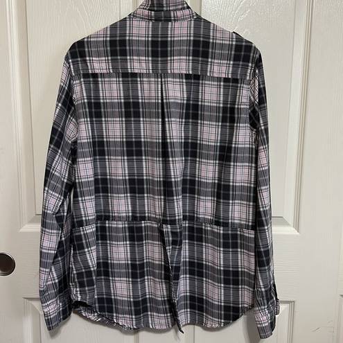 Nordstrom  Long‎ sleeve plaid grey top XL women's