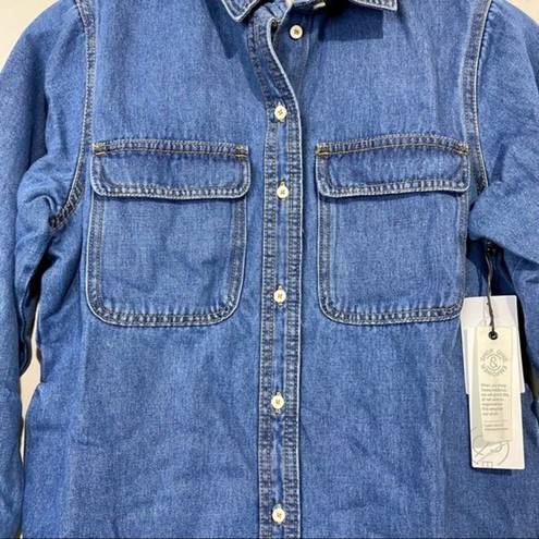 Treasure & Bond  Women’s Denim Button Up Long Sleeve Shirt Blue Wash Sz XS NWT