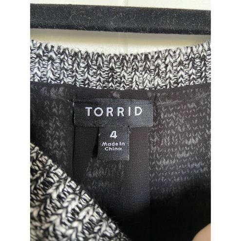 Torrid  Womens Sweater Sz 4 4X 26 Black White Marled Pullover Chiffon Underlay