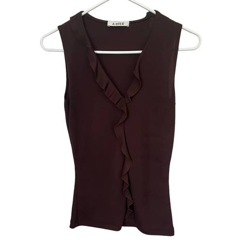 A Byer Chocolate Brown Y2K Ruffle Tank