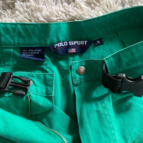 Polo Green Vintage  Sport Shorts Cotton High Waisted Buckle Belt Shorts