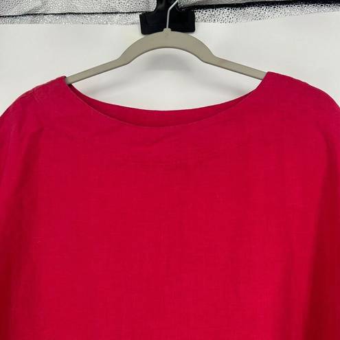 Bryn Walker  100% Linen Top Red Oversized Lagenlook Long Dolman Sleeves Size M