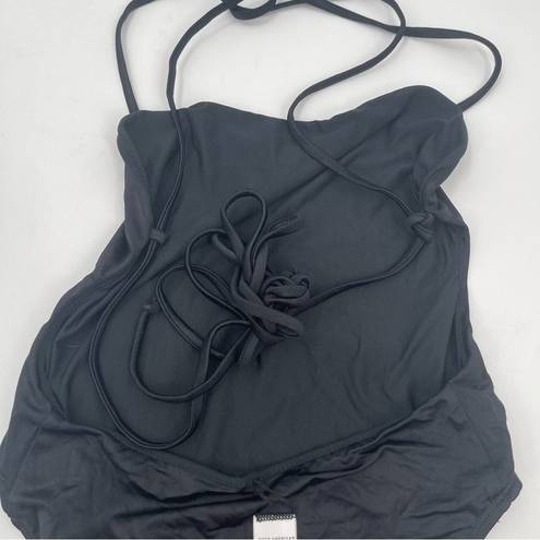 Good American NEW  Swimsuit Medium One Piece Shine Barely There Black Tie NWOT