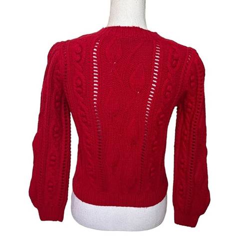 Krass&co  Cashmere Blend Wool Cable Knit Pullover Sweater Red Boxy Women’s Size Small