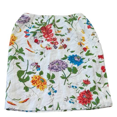 Coldwater Creek  Linen pencil skirt Floral Size 10