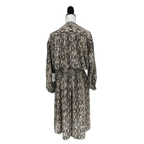 Brochu Walker  Olivia Snake Print Blouson Midi-Dress in Metallic Python