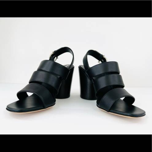 Salvatore Ferragamo  Trezze 85mm Block Heel Slingback Leather Sandals Size 7
