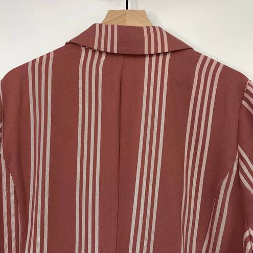 Torrid  Striped Boyfriend Blazer Single Button Front Blush Pink Ivory Womens 2X