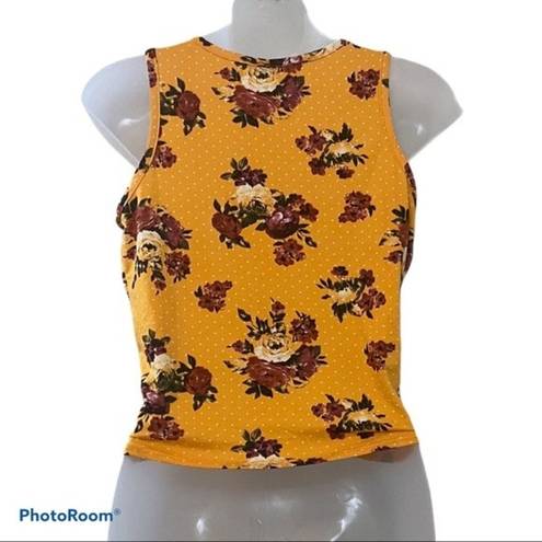 First Love Yellow Floral Print Twist Front Tank